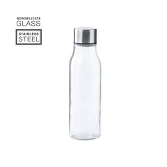 Transparent vattenflaska med metallskruvlock, 550 ml