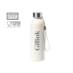 Drikkeflaske med metal skruelåg og bærestrop, 600 ml