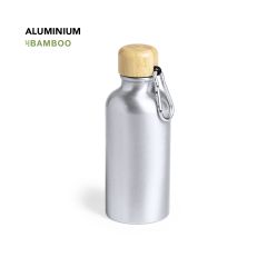 Drikkeflaske af aluminium og bambus låg med karabinhage 