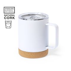 Termokrus af rustfrit stål og natur kork bund, 330 ml