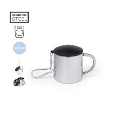 Litet mugg med tättslutande lock och karbinhake 145 ml