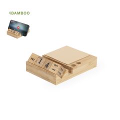 Bambuskalender / smartphonehållare med sticky notes