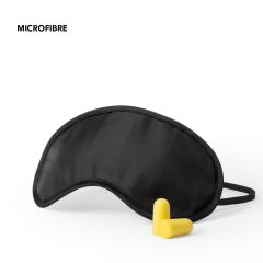 Flygset med sovmask och öronproppar