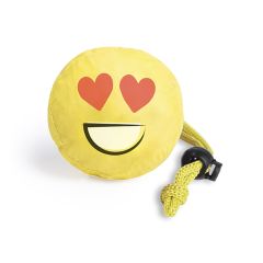 Foldbar gul pose med smiley ansigt af polyester