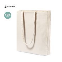 Stor mulepose med lang hank i natur farvet bomuld