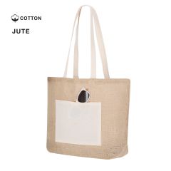 Stor luksus Jute shopper net med bomulds hank