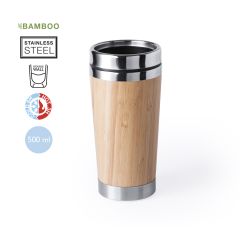 Bambu-termosmugg i rostfritt stål med dricklock 500 ml