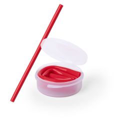 Återanvändbart silikonsugrör i förvaringsask